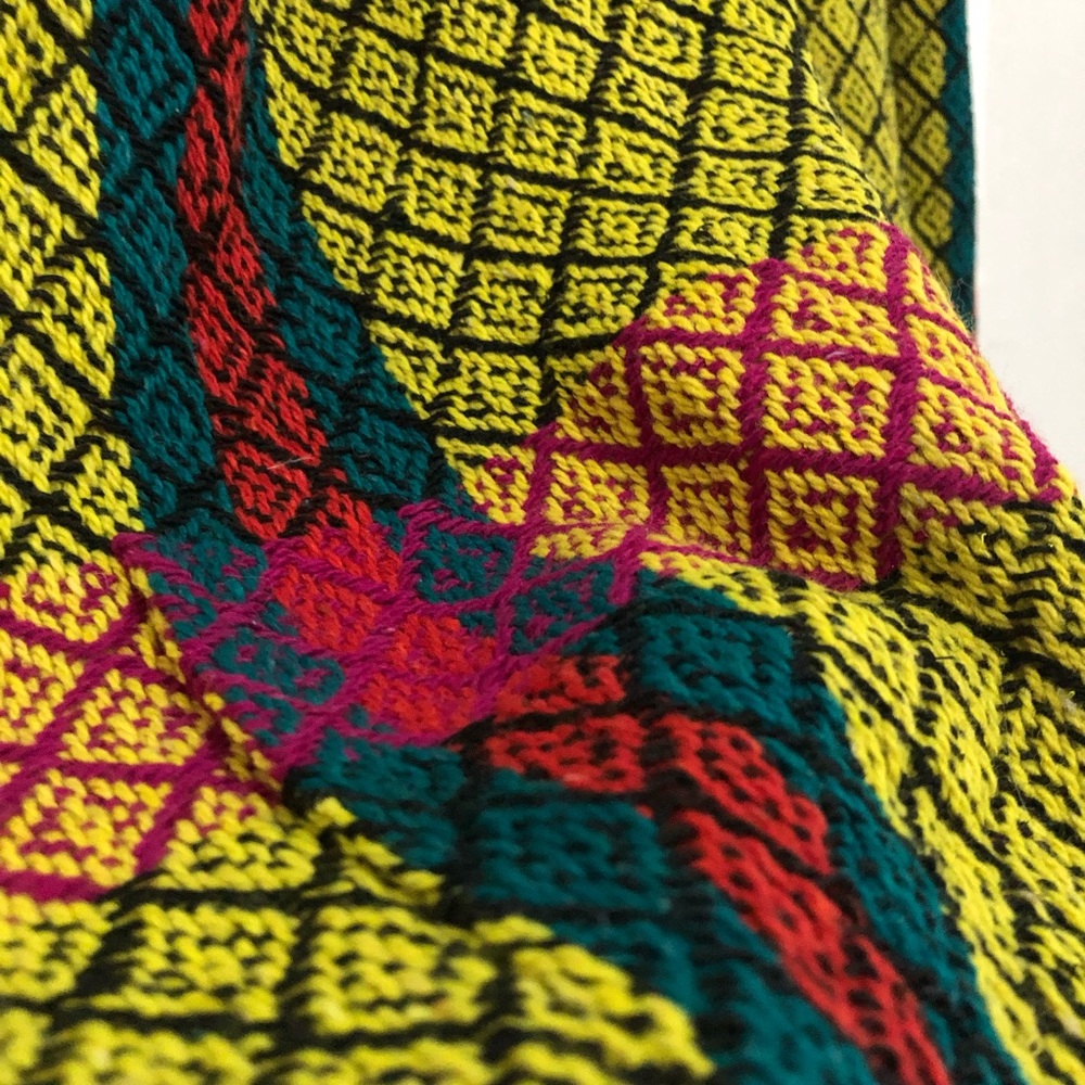 Yellow Red & Green Knit Fall Scarf Shawl
